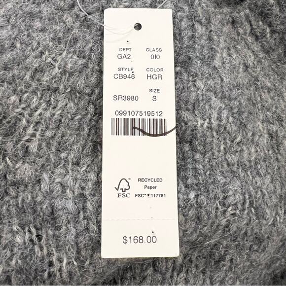 J.CREW Cuffed Sleeve Mockneck Sweater Heather Gray Chunky Soft Size Small NEW - Picture 5 of 8